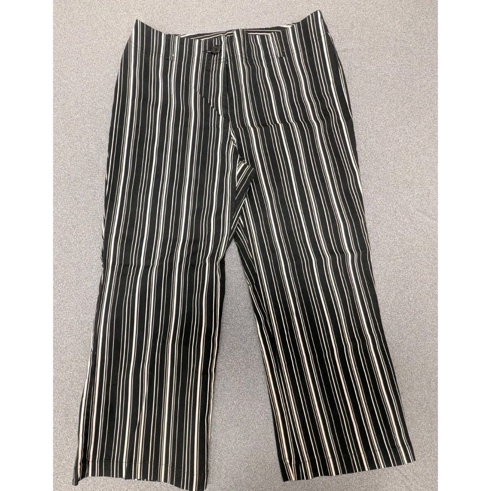 George Stretch Women's Size 6 Capris Spandex Black White Causal Striped Workwear